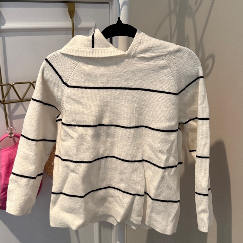 Zara Kids White and Black Striped Sweater
